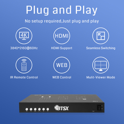 RS232 Επιλογές ελέγχου 8 HDMI Εισόδου Ελεγκτής οθόνης πολλαπλών οθόνων για απλή αλλαγή βίντεο και φιλικό προς το χρήστη σχεδιασμό