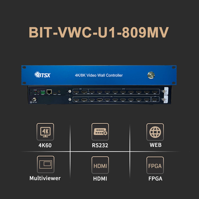Bitvisus 4K60 8 σε 9 Έξοδοι Ελεγκτής Video Wall Rs232 HDMI/DP Δικτύου Web Control 2x2 Ελεγκτής Matrix Video Wall