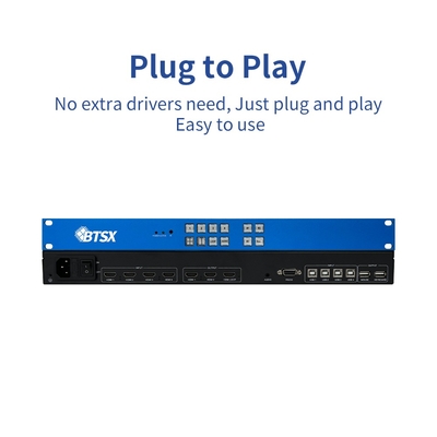Bitvisus 4x3 4K60 HDMI Λύση Παρακολούθησης Διάσκεψης, 4 Είσοδοι 3 Έξοδοι, Μαύρος, Διακόπτης Οθόνης Πολλαπλών Προβολών
