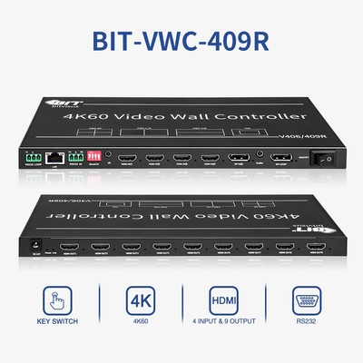 Bitvisus 3X3 2X3 4K Αδιάλειπτος Επεξεργαστής Video Wall 4 Πηγών PIP POP HDMI TV για Αίθουσες Συσκέψεων και Συνεδριάσεων BIT- VWC-409R
