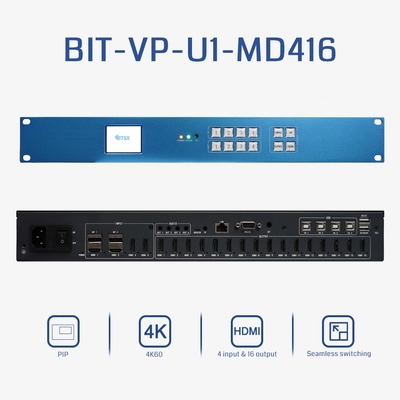 Bitvisus 1U RACK PIP Seamless Switching HDMI Switcher Matrix 4K60 4*4 LCD LED TV Video Wall Controller ProcessorBIT-VP-U1-MD416