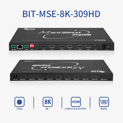 Επεξεργαστής Video Wall Bitvisus 8K Professional - 9 Έξοδοι, Συγχρονισμένη Έξοδος Βίντεο Υψηλής Ευκρίνειας BIT-MSE-8K-309HD